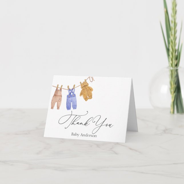Classic Baby Boy Dankeschön Note Card (Vorderseite)