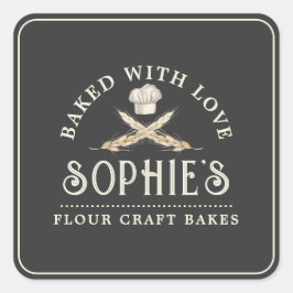 Classic Baker Logo Pstry Koch Black Product Label Quadratischer Aufkleber