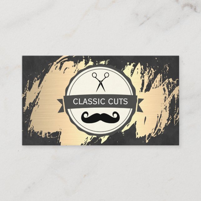 Classic Barber Shop Gold Brushed Visitenkarte (Vorderseite)