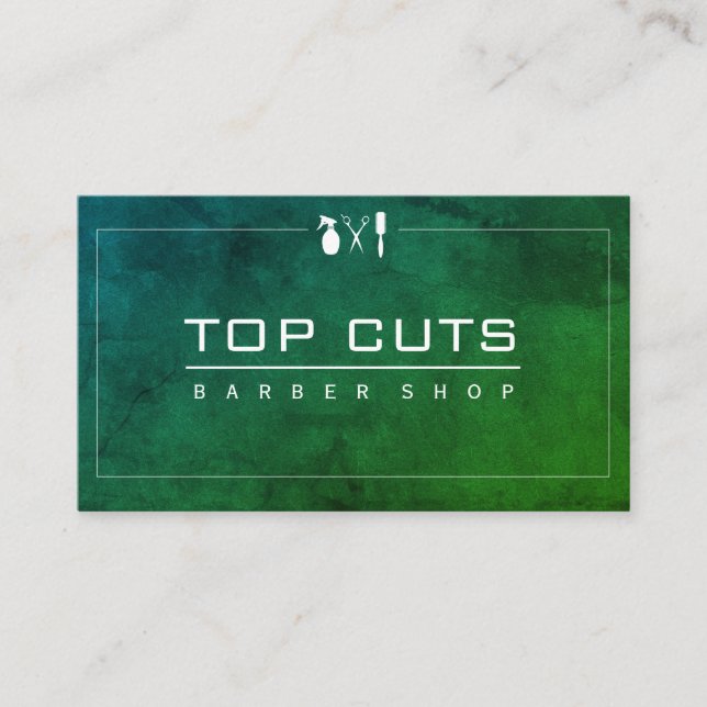 Classic Barber Shop Sleek Green Lila Visitenkarte (Vorderseite)