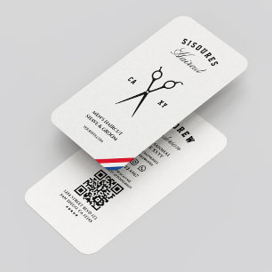 Classic Barbershop Barber Red White Blue Modern Visitenkarte