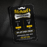 Classic Barbershop Friseursalon Frischholz-Friseur Flyer<br><div class="desc">Mit dieser auffälligen, individuell anpassbaren Flyer-Vorlage verleihen Sie Ihrem Friseur ein klassisches und berufliches Aussehen! Dieses Design zeichnet sich durch ein zeitloses Schwarz-Gelb-Farbschema aus, das klare, präzise Service- und Preisinformationen bietet. Ideal, um neue Kunden zu gewinnen und Ihre Marke zu stärken. Personalisieren Sie diesen Flyer einfach mit Ihrem: Barbershop-Namen. Service-Preise....</div>