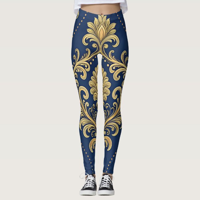 Classic Baroque Ornamental Gold Leggings (Vorderseite)