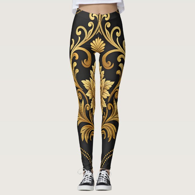 Classic Baroque Ornamental Gold  Luxury  Leggings (Vorderseite)