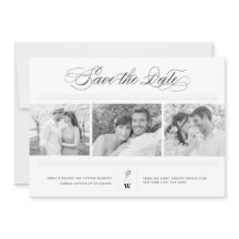 Classic Bars Monogram Modern 3 Multi Foto Wedding