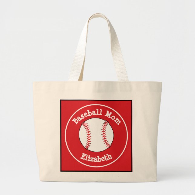 Classic Baseball Mama Red White Personalisiert Jumbo Stoffbeutel (Vorne)
