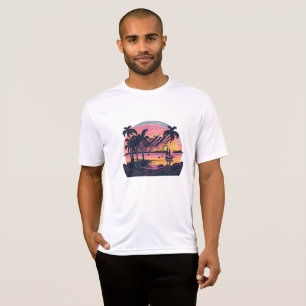 Classic beach and boat pink T-Shirt