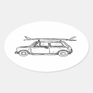 Classic Beach Mini Cooper Ovaler Aufkleber