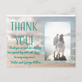 Classic Beach Wedding Vielen Dank Postcard Postkarte
