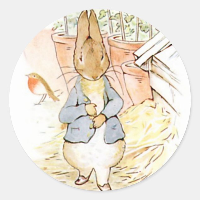 Classic Beatrix Potter Niedlich Bunny Runder Aufkleber (Vorderseite)