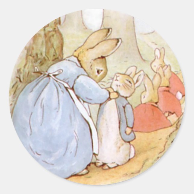 Classic Beatrix Potter Niedlich Bunny Runder Aufkleber (Vorderseite)