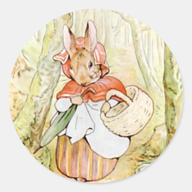 Classic Beatrix Potter Niedlich Bunny Runder Aufkleber (Vorderseite)