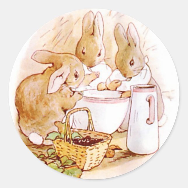 Classic Beatrix Potter Niedlich Bunny Runder Aufkleber (Vorderseite)