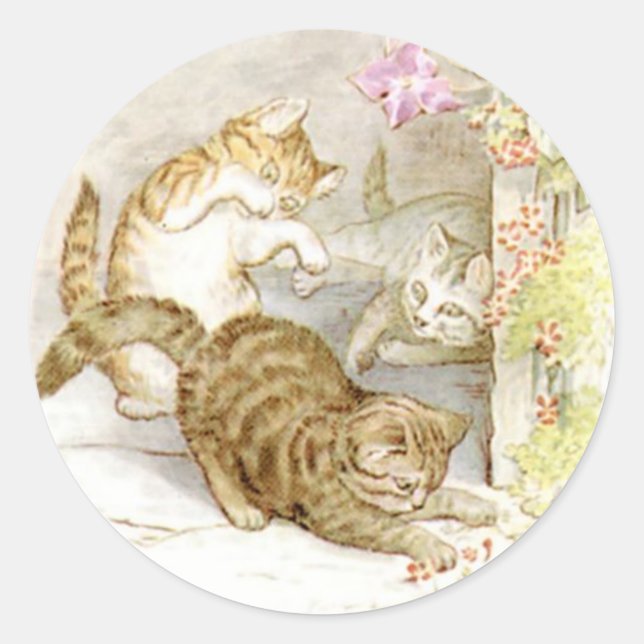 Classic Beatrix Potter Niedlich Kitten Runder Aufkleber (Vorderseite)