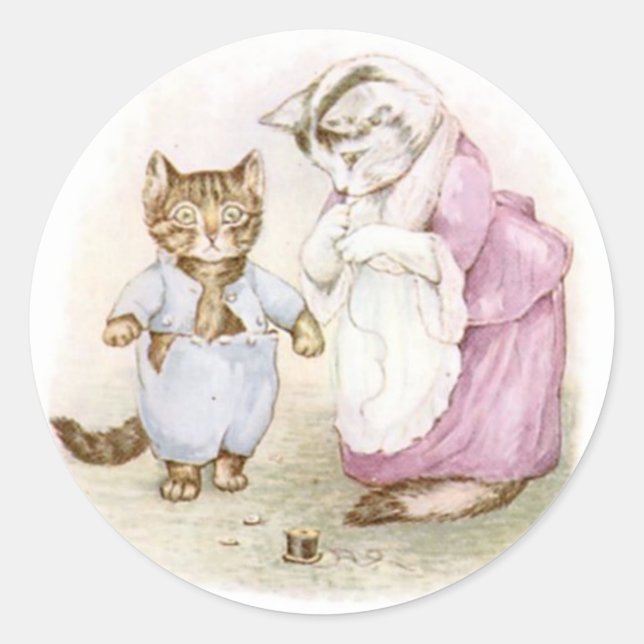 Classic Beatrix Potter Niedlich Kitten Runder Aufkleber (Vorderseite)