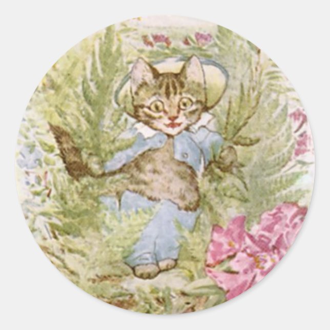 Classic Beatrix Potter Niedlich Kitten Runder Aufkleber (Vorderseite)