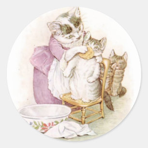 Classic Beatrix Potter Niedlich Kitten Runder Aufkleber