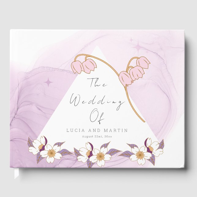 Classic Beautiful Lila Lotus und Colour Wedding Gästebuch (Vorderseite)