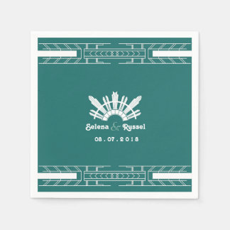 Classic Beauty Art Déco Aquamarine Hochzeit Napkin Serviette