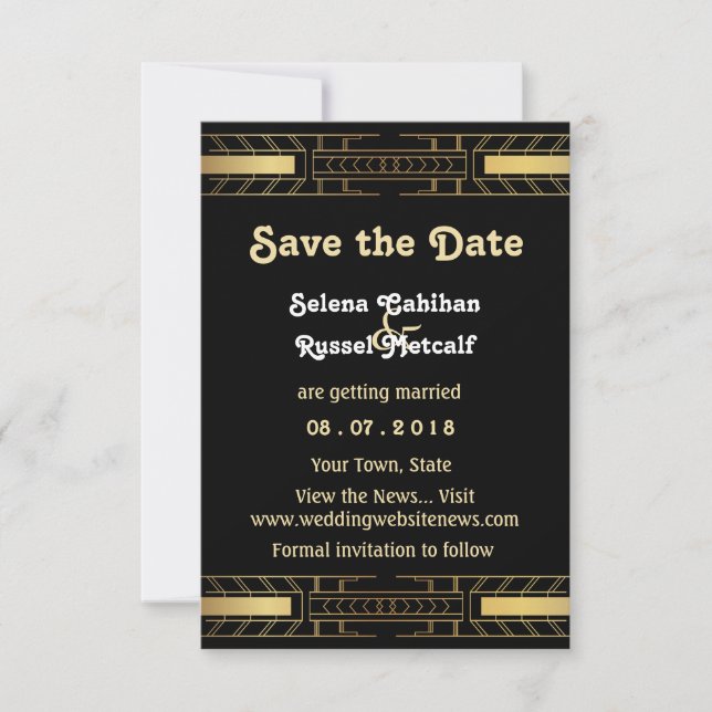 Classic Beauty Art Deco Save the Date Einladung (Vorderseite)