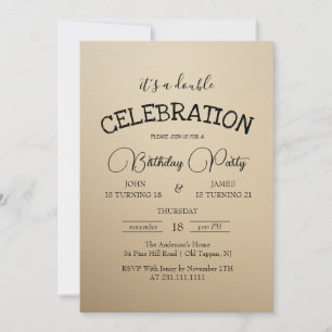 Classic Beige Doppelgeburtstag Party Einladung