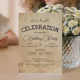 Classic Beige Doppelgeburtstag Party Einladung