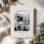 Classic Beige und Rose Gold Frame Familie Foto Folien Feiertagskarte<br><div class="desc">Vintage Klassische Weihnachtskarten mit zweiseitigem Foto aus Rose,  vergoldetem Rahmen auf beigefarbenem Hintergrund mit personalisiertem Foto aus der Familie und Urlaubsnachrichten.</div>