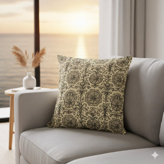 classic beige vintage nautical compass ornamental kissen