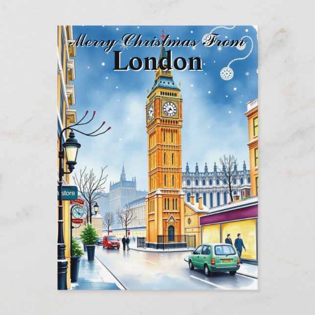 Classic Big Ben London Weihnachten Vintag Postkarte (Vorderseite)