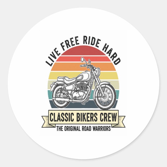 Classic Bikers Crew Motorrad.jpg Runder Aufkleber (Vorderseite)
