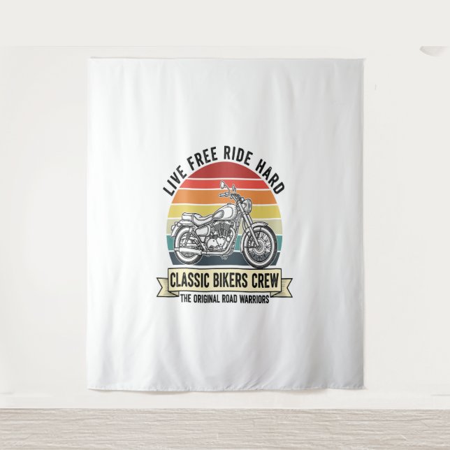Classic Bikers Crew Motorrad.jpg Wandteppich (Vorderseite)