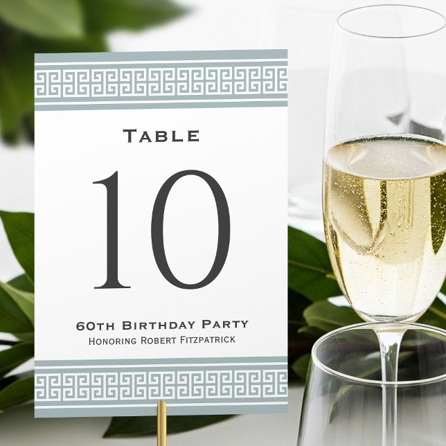 Classic Birthday Party Formal Gray Custom Tischnummer (Von Creator hochgeladen)