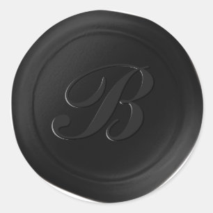 Classic Black 1 Letter Monogram Wax Siegel Sticker