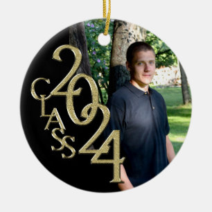 Classic Black 2024 Graduate Foto Keramik Ornament