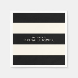 Classic Black and Ecru Stripes Brautparty Serviette