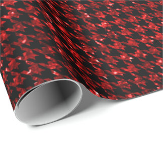 Classic Black and Glitter Red Houndstooth Pattern Geschenkpapier