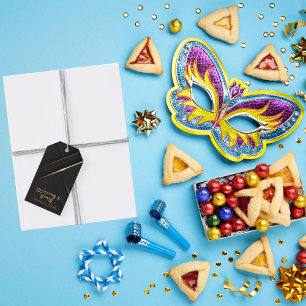 Classic Black and Gold A Freilichen Purim Geschenkanhänger