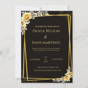 Classic Black and Gold Elegante Monogram Einladung
