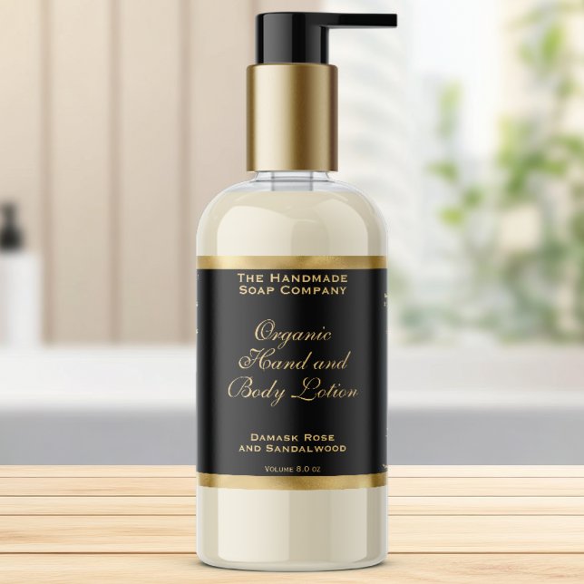 Classic Black and Gold Foil Cosmetics Bottle Label Rechteckiger Aufkleber (Von Creator hochgeladen)