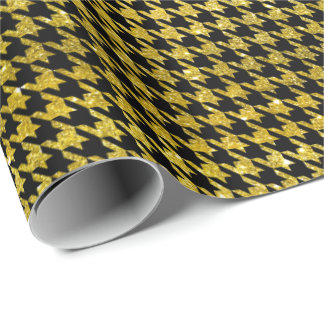 Classic Black and Gold Houndstooth Pattern Geschenkpapier