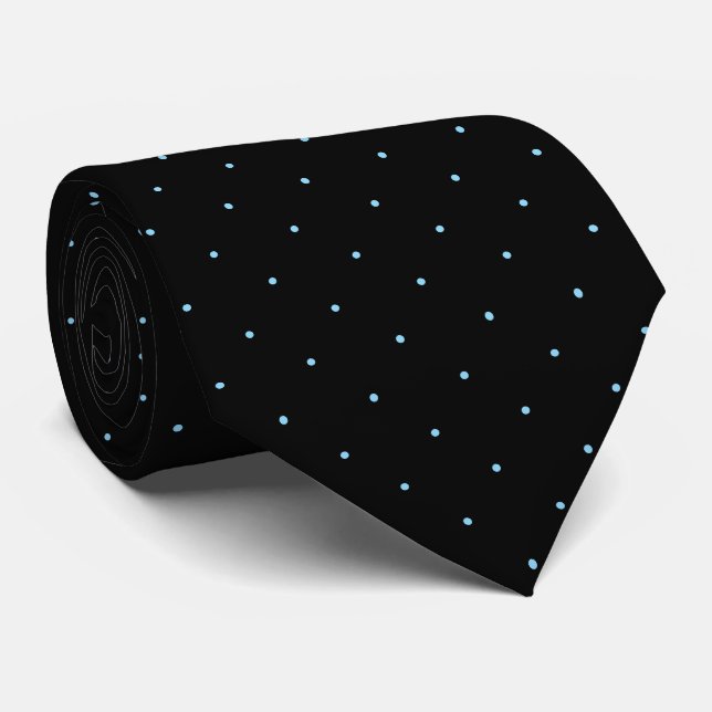 Classic Black and Light Blue Dot Tie for Him Krawatte (Gerollt)