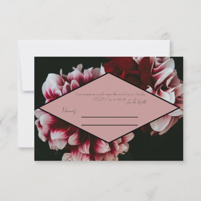 Classic Black and Pink Peonies RSVP Karte (Rückseite)