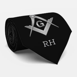 Classic Black and Silver Masonic Mit Monogramm Krawatte