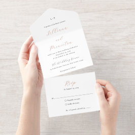 Classic Black and White Monogram Elegant Wedding All-in-One-Einladung