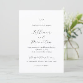Classic Black and White Monogram Elegant Wedding Einladung