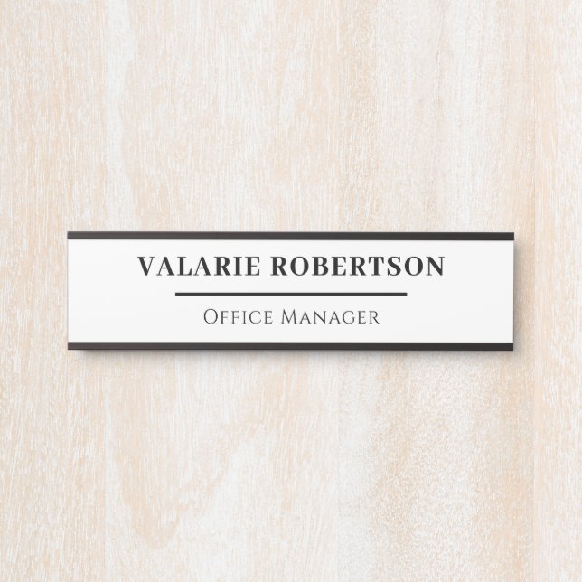 Classic Black and White Office  Desk Name Plate Türschild (Vorderseite )