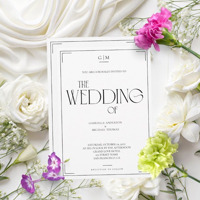 Classic Black and White Serif Wedding Invitation Einladung (Von Creator hochgeladen)