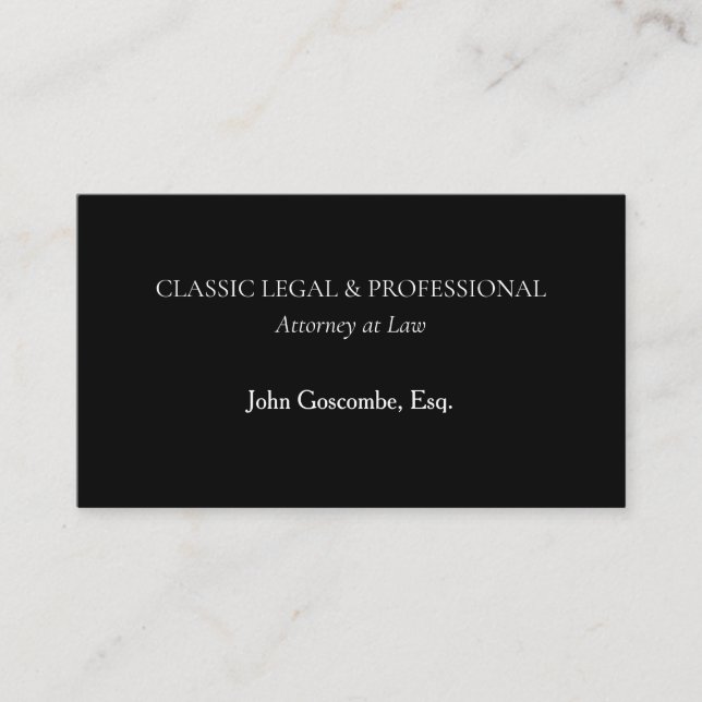 Classic Black Attorney Business Card | Ultra-Class Visitenkarte (Vorderseite)