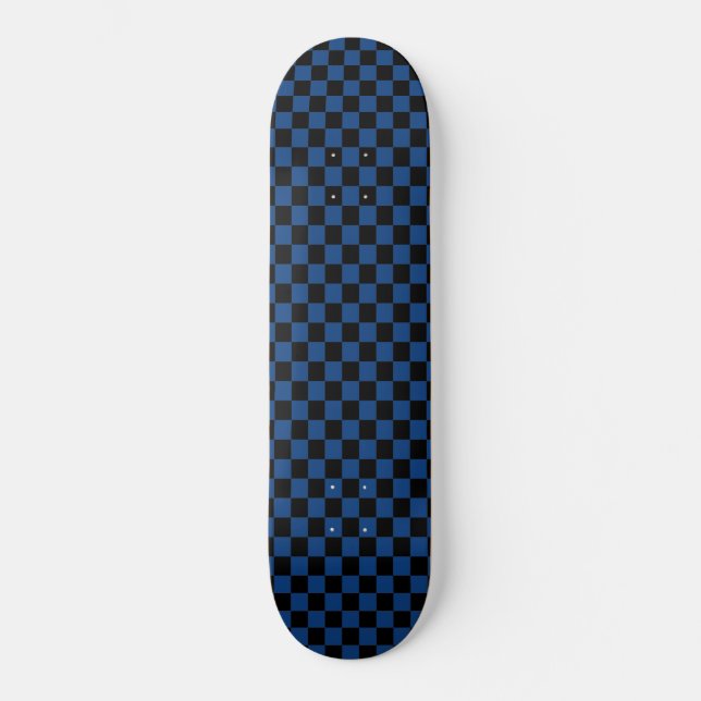 Classic Black & Blue Schachbrett Skateboard (Vorderseite)