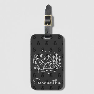 Classic Black Bold Adventure Camping Trip Monogram Gepäckanhänger